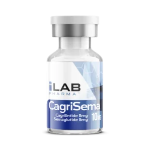 CagriSema Blend 10mg vial containing Cagrilintide 5mg and Semaglutide 5mg lyophilized peptides